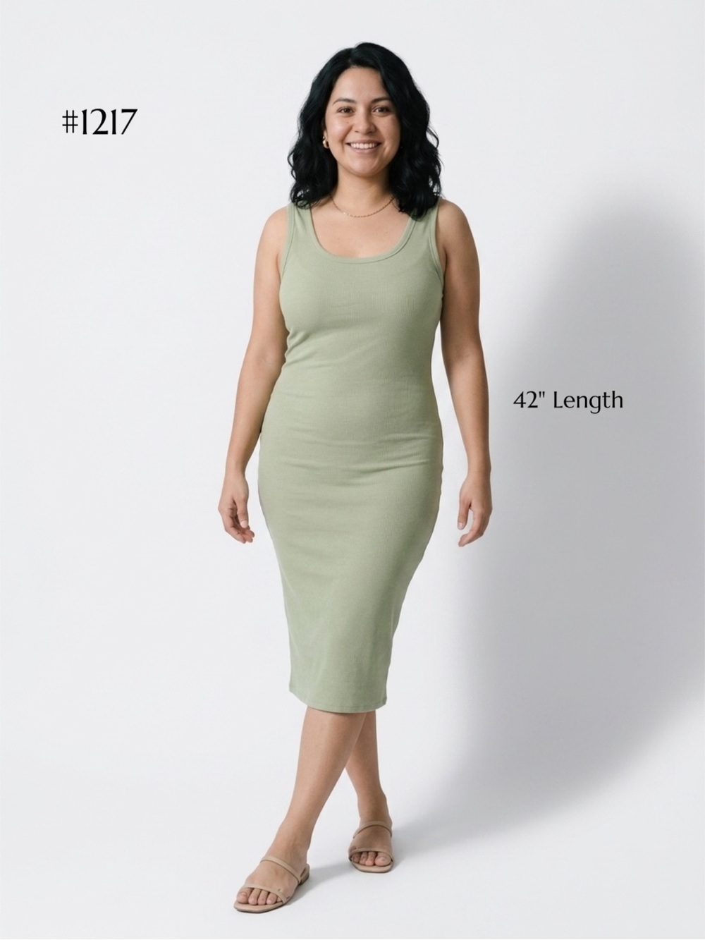 Ambiance Ribbed Tank Midi Dress in Sage | scoopback| bodycon